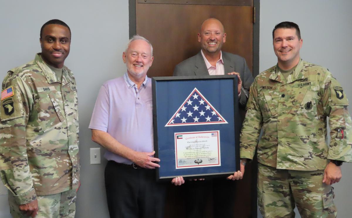 plaque and flag presentation photo