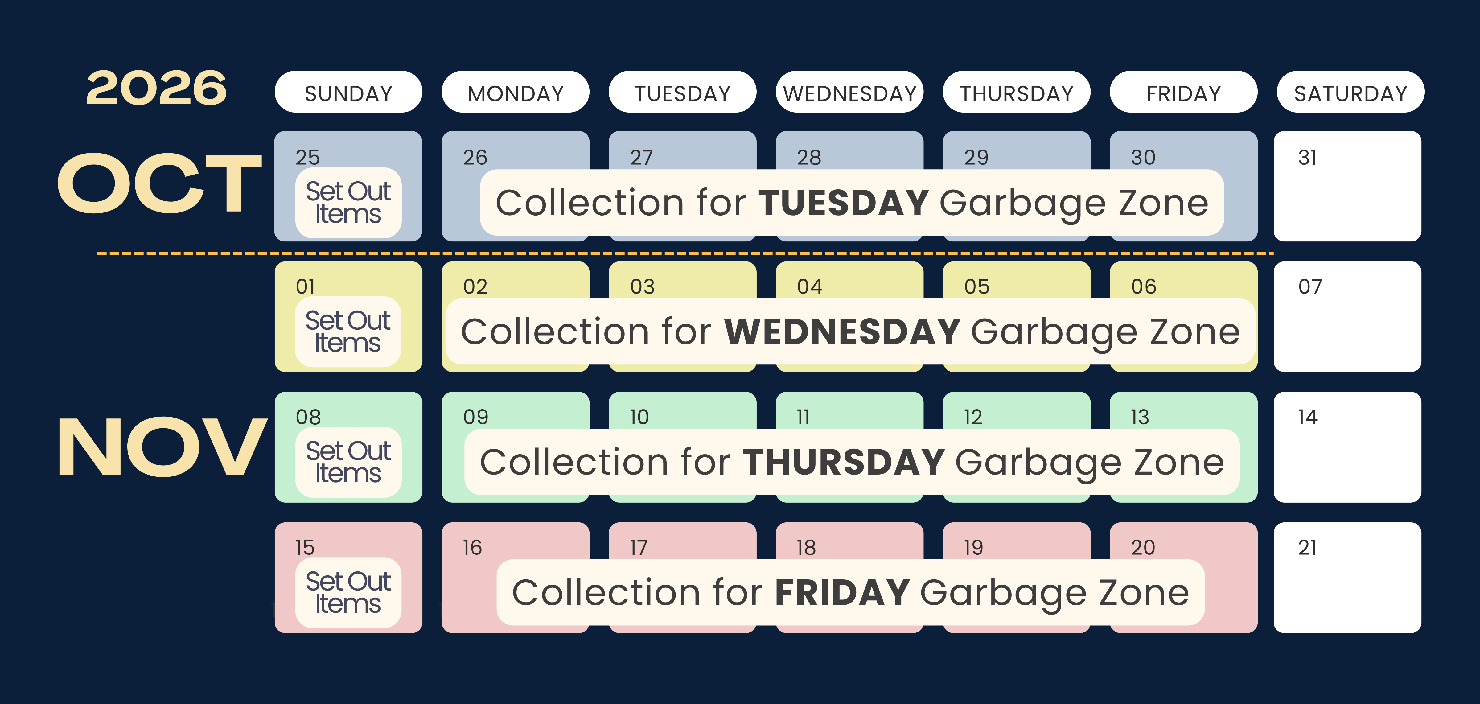 calendar for oct-nov program